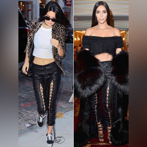 Unravel Projrct Red Leather Lace Up Pants - Picture 1 of 6